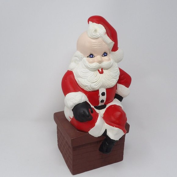 Vintage Hobbyist Ceramic Santa on Chimney 12" H x 5 1/2" W x 4 3/4" D - Picture 8 of 10